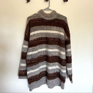 Grey/Brown Mock Neck Sweater